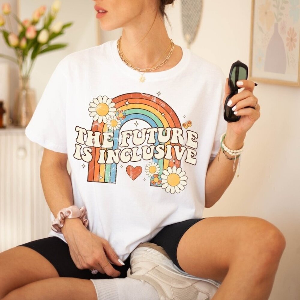 The Future Is Inclusive Shirt Retro Rainbow Pride Shirt Lgbtq Pride Shirt